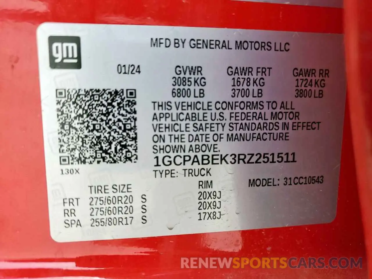 13 Photograph of a damaged car 1GCPABEK3RZ251511 CHEVROLET ALL Models 2024