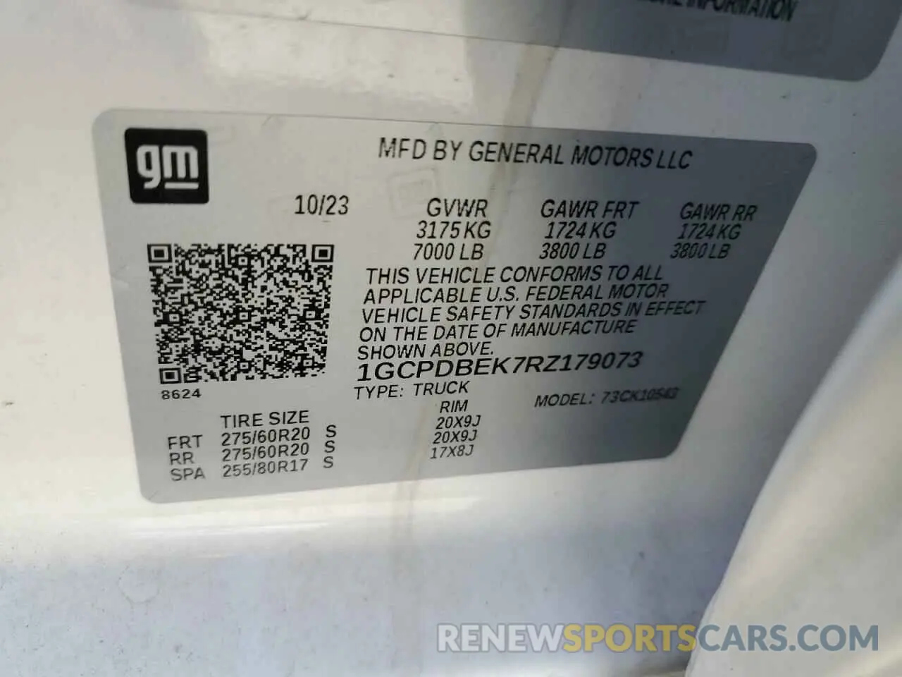 12 Photograph of a damaged car 1GCPDBEK7RZ179073 CHEVROLET ALL Models 2024