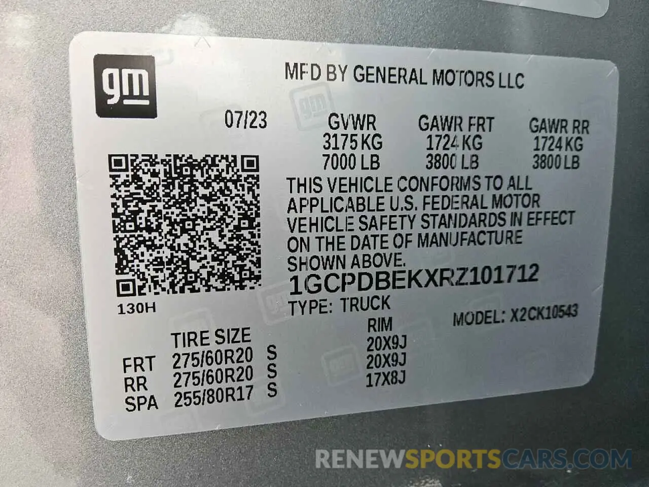 13 Photograph of a damaged car 1GCPDBEKXRZ101712 CHEVROLET ALL Models 2024