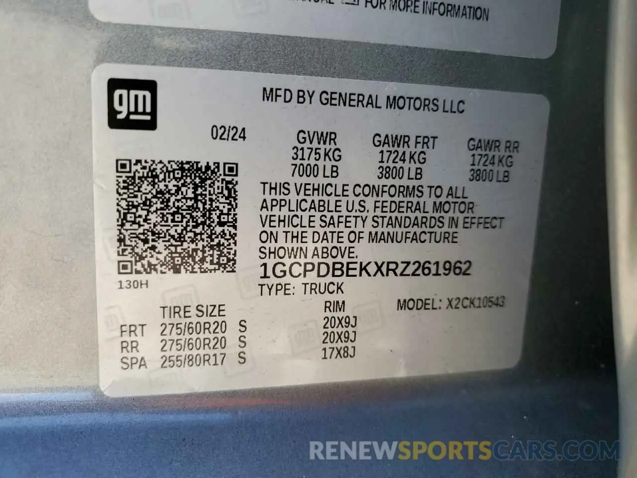 12 Photograph of a damaged car 1GCPDBEKXRZ261962 CHEVROLET ALL Models 2024