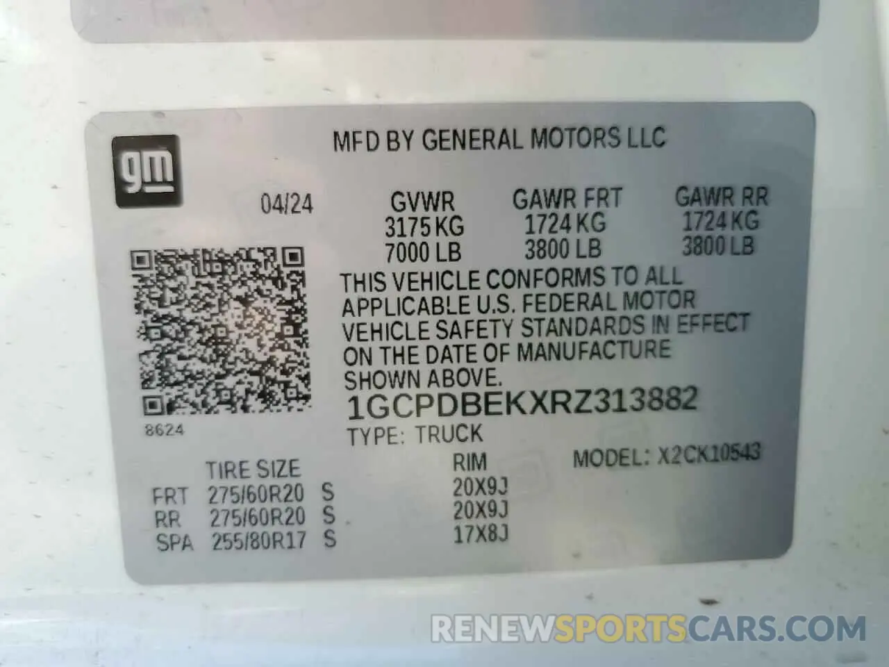 13 Photograph of a damaged car 1GCPDBEKXRZ313882 CHEVROLET ALL Models 2024