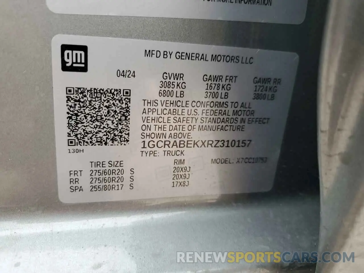13 Photograph of a damaged car 1GCRABEKXRZ310157 CHEVROLET ALL Models 2024
