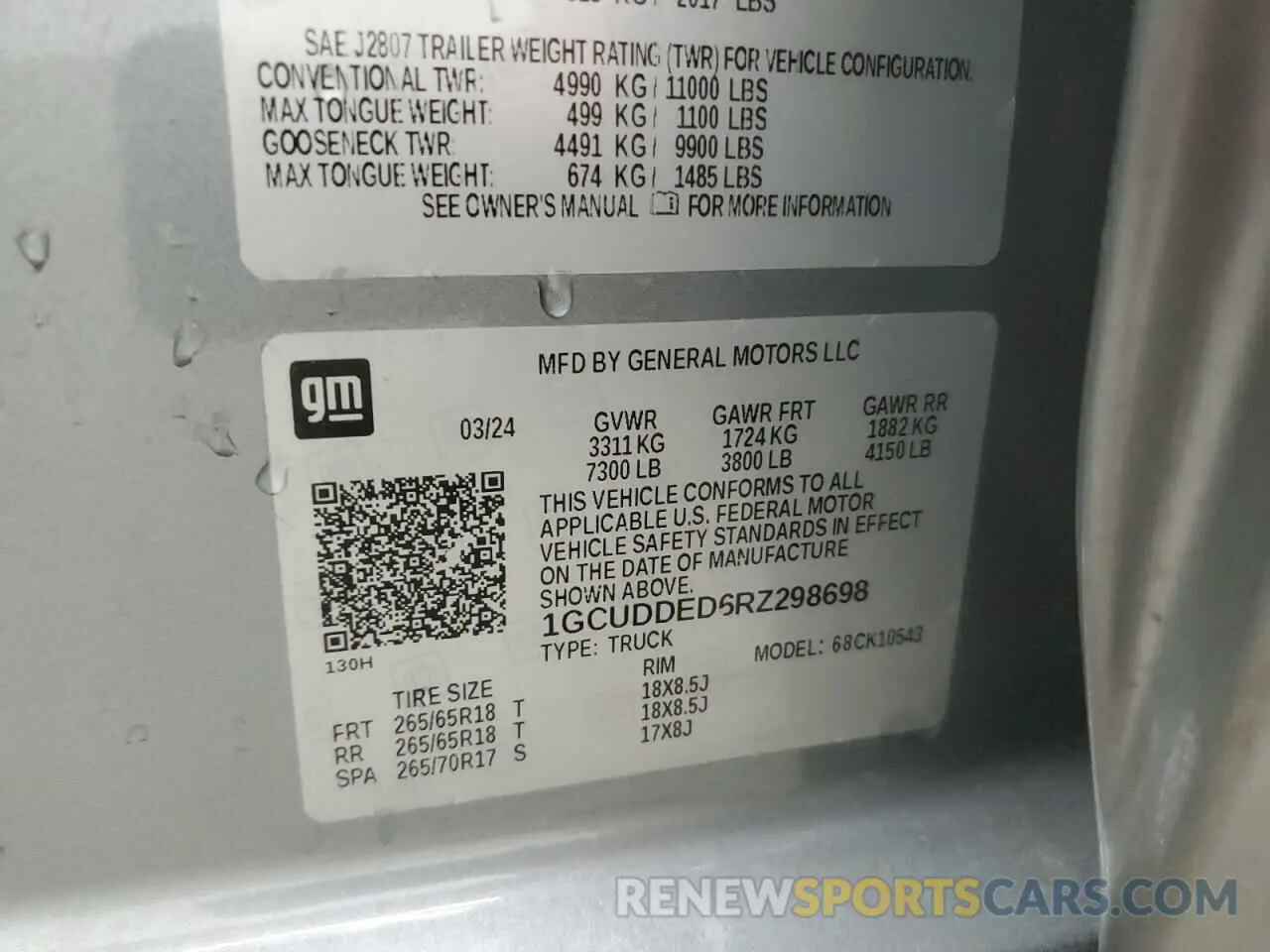 13 Photograph of a damaged car 1GCUDDED6RZ298698 CHEVROLET ALL Models 2024