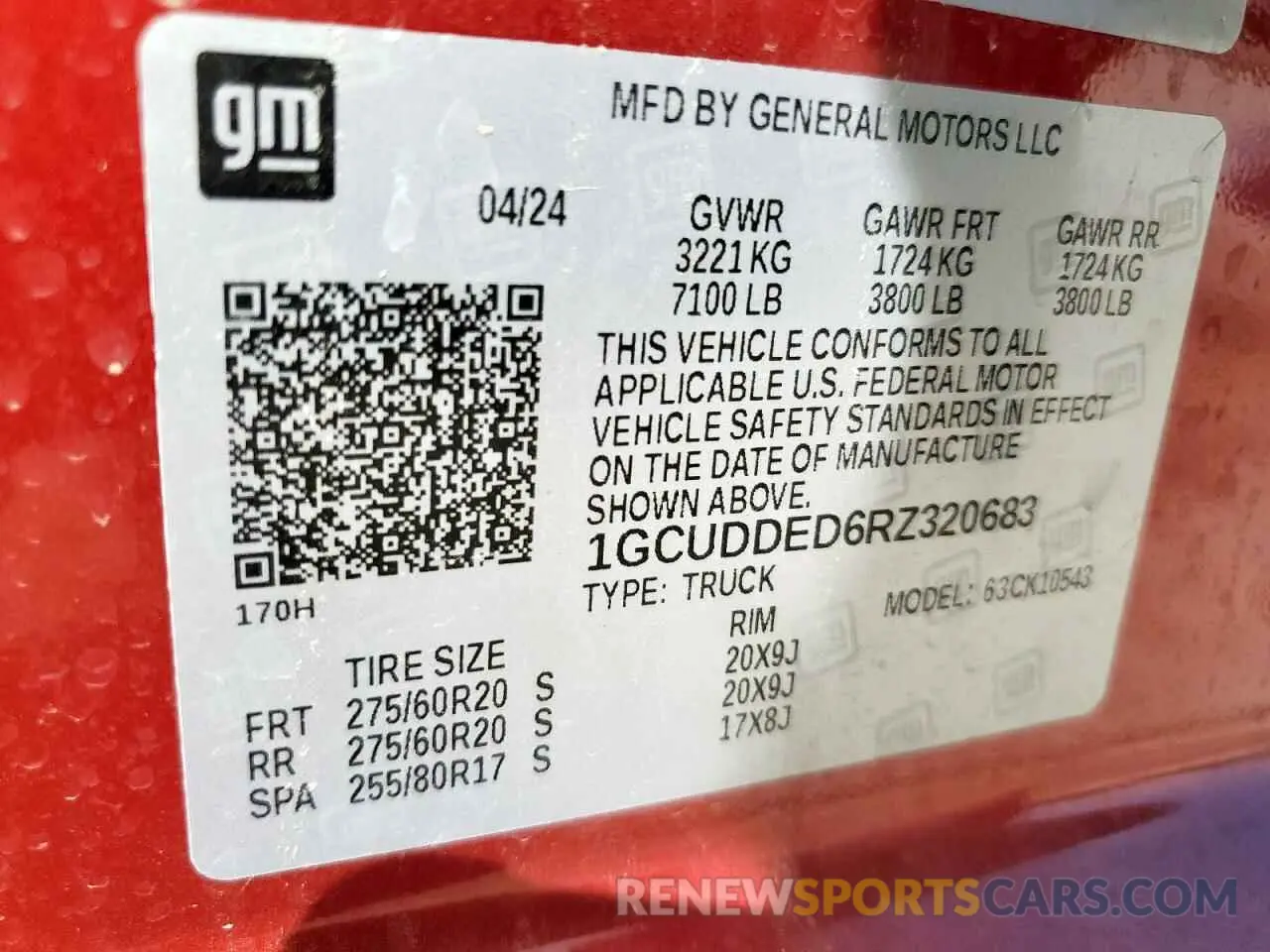 14 Photograph of a damaged car 1GCUDDED6RZ320683 CHEVROLET ALL Models 2024