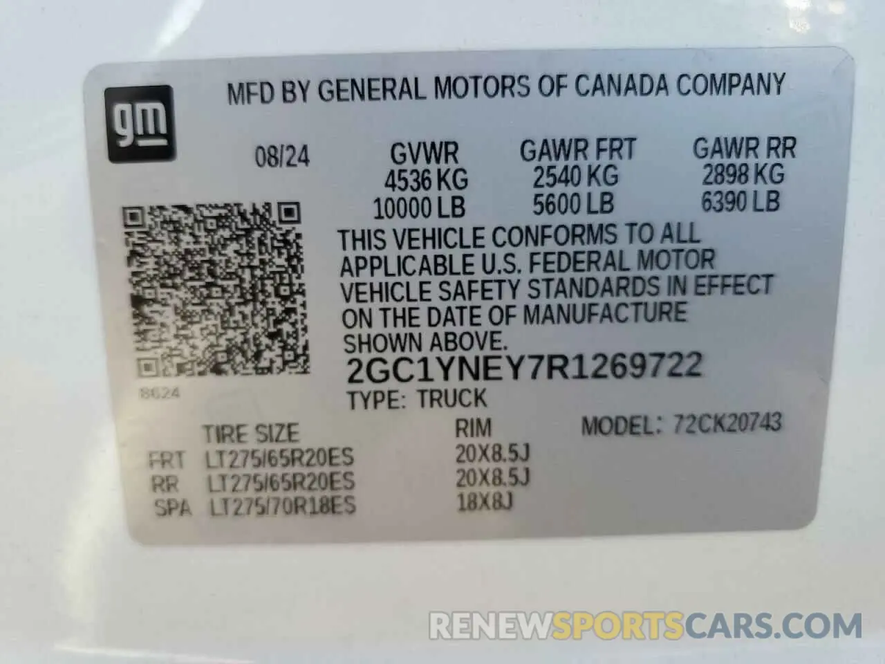 15 Photograph of a damaged car 2GC1YNEY7R1269722 CHEVROLET ALL Models 2024