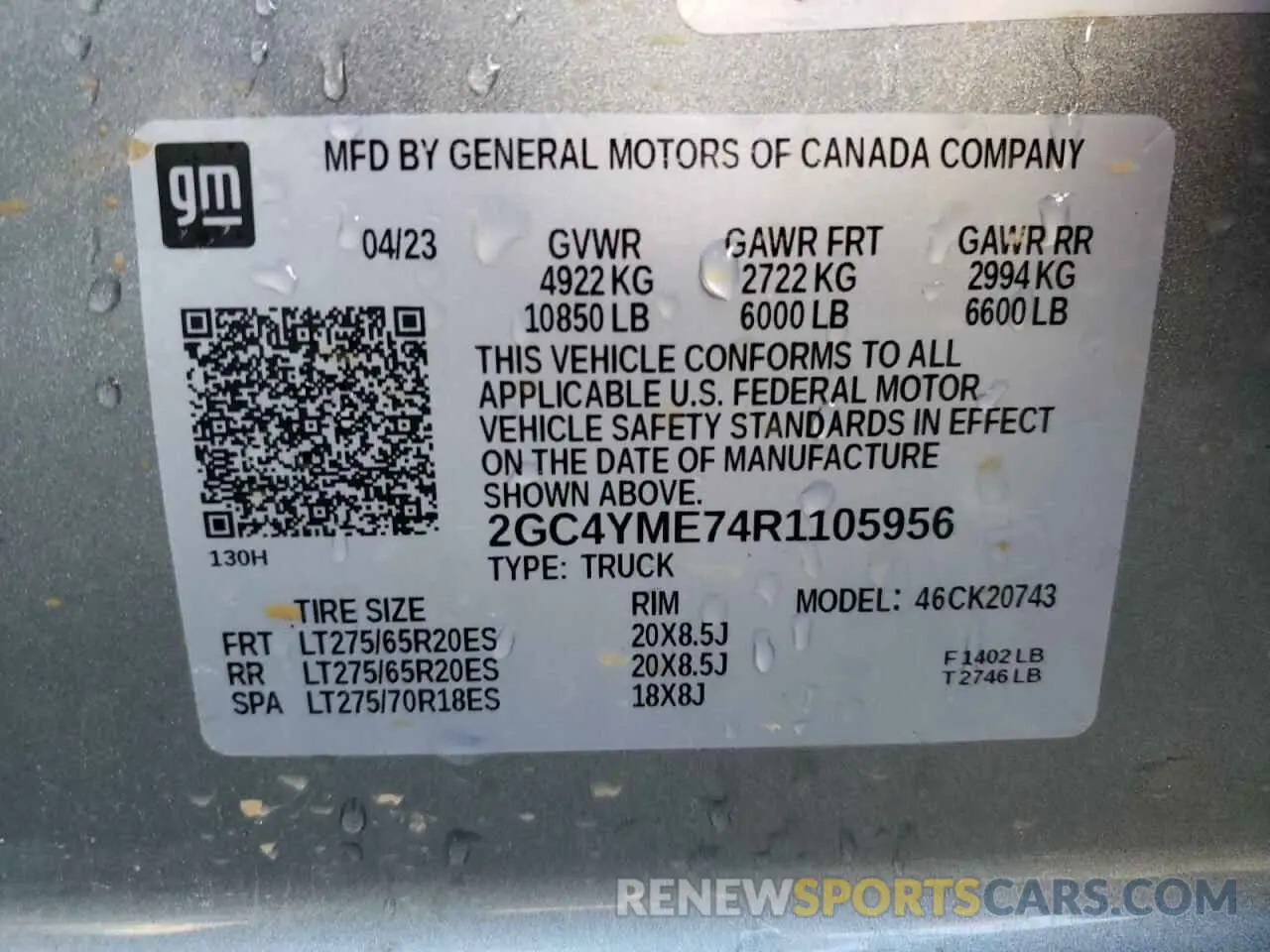 13 Photograph of a damaged car 2GC4YME74R1105956 CHEVROLET ALL Models 2024