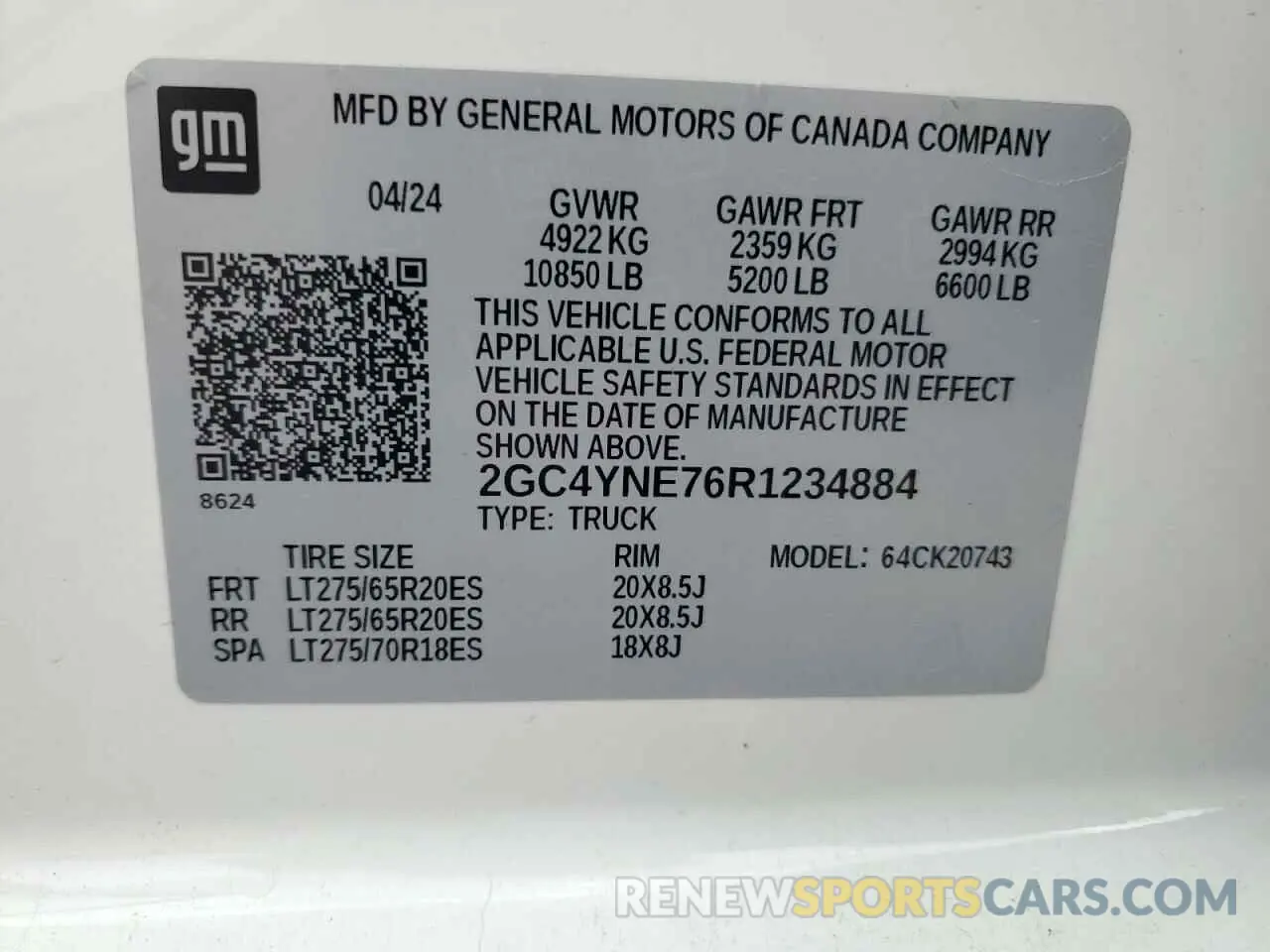 12 Photograph of a damaged car 2GC4YNE76R1234884 CHEVROLET ALL Models 2024