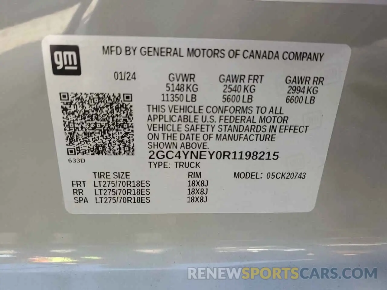 12 Photograph of a damaged car 2GC4YNEY0R1198215 CHEVROLET ALL Models 2024