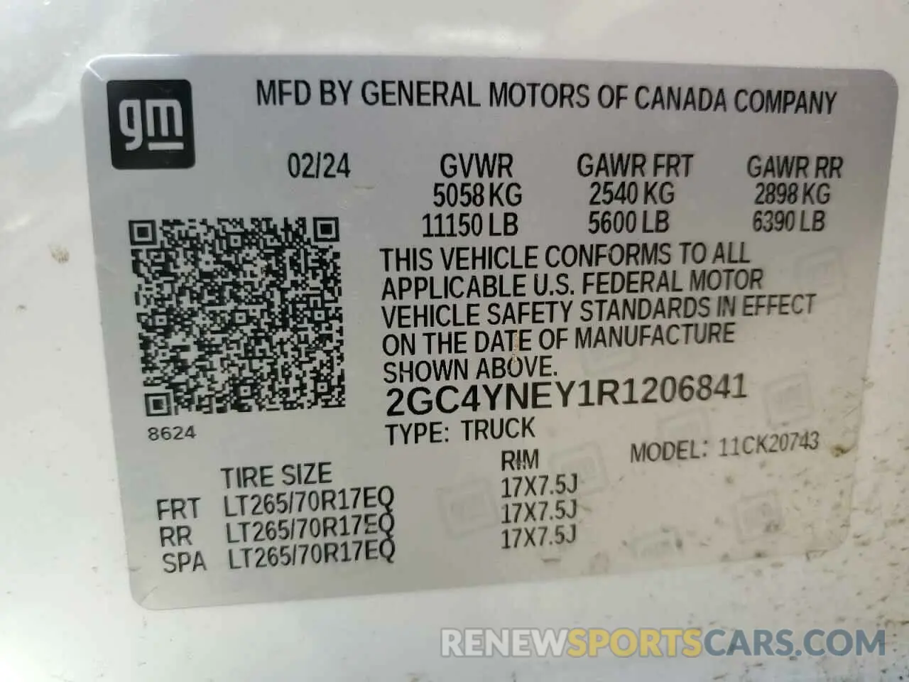 12 Photograph of a damaged car 2GC4YNEY1R1206841 CHEVROLET ALL Models 2024