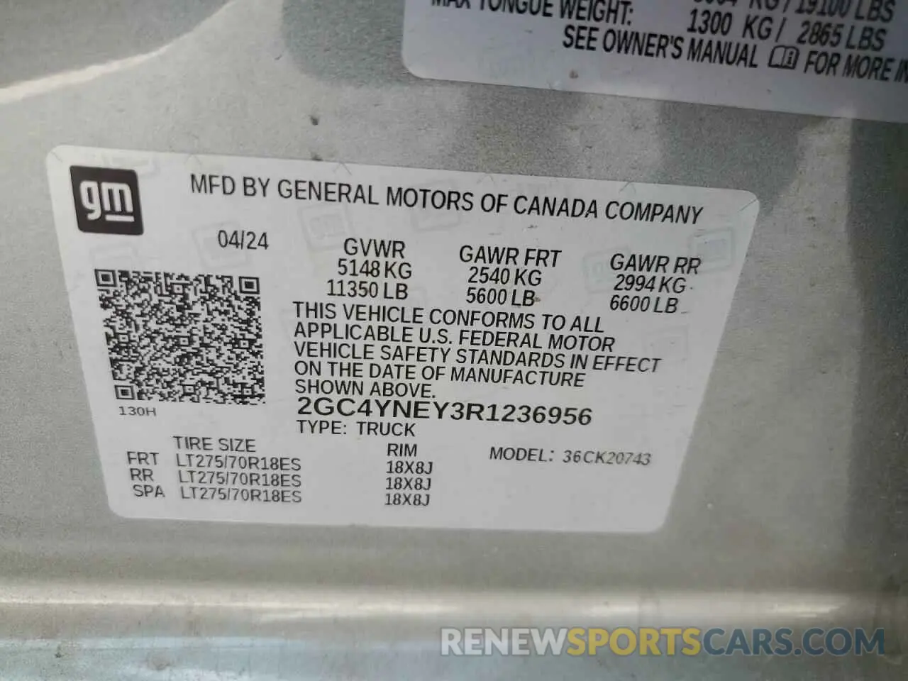 12 Photograph of a damaged car 2GC4YNEY3R1236956 CHEVROLET ALL Models 2024