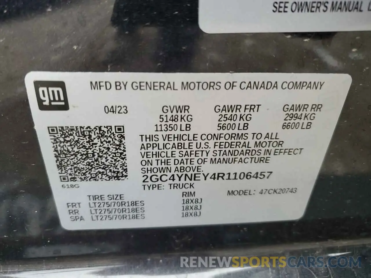 12 Photograph of a damaged car 2GC4YNEY4R1106457 CHEVROLET ALL Models 2024