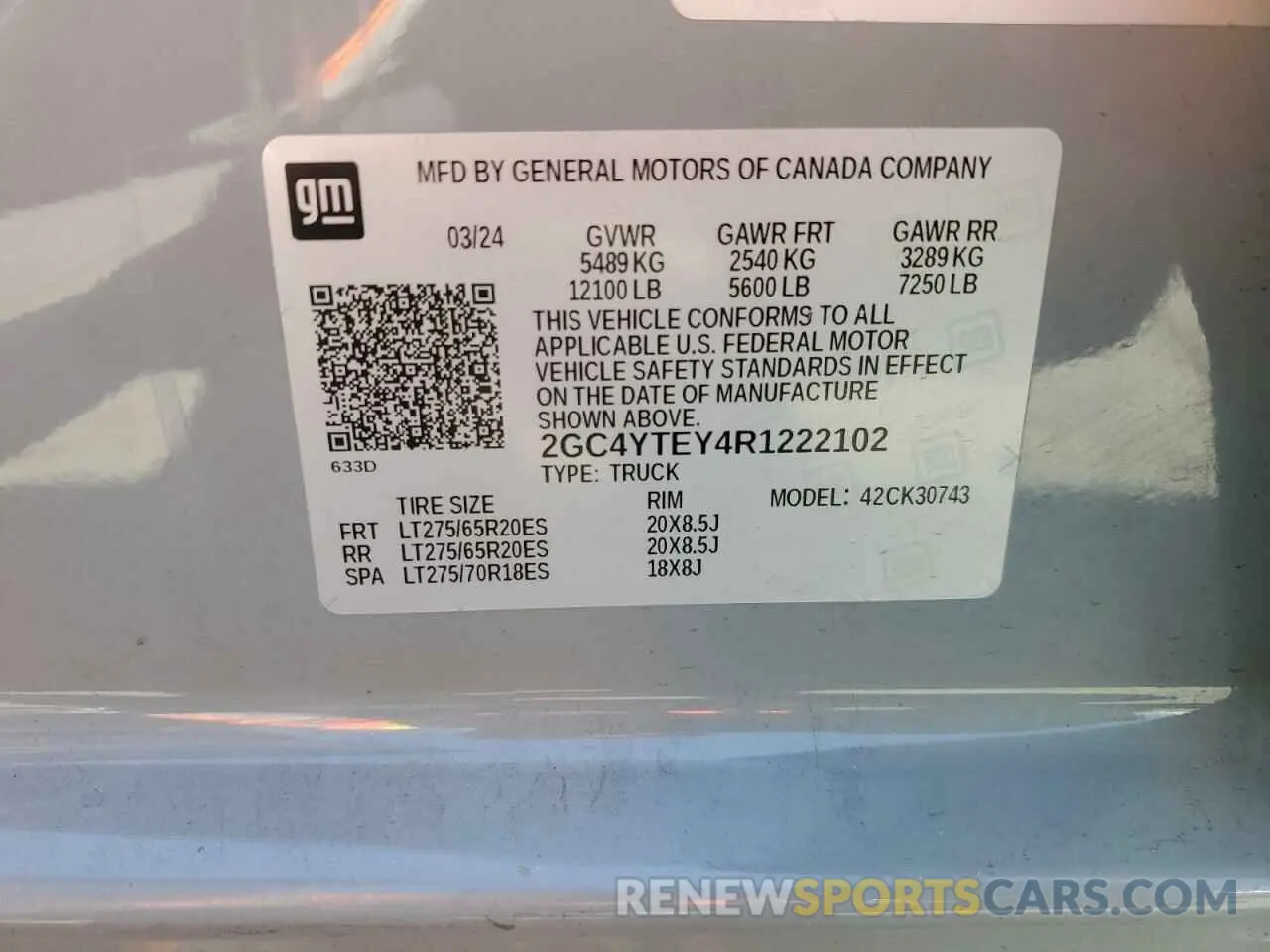 12 Photograph of a damaged car 2GC4YTEY4R1222102 CHEVROLET ALL Models 2024