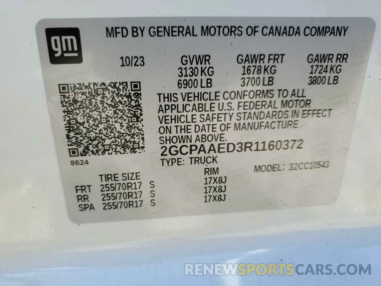 14 Photograph of a damaged car 2GCPAAED3R1160372 CHEVROLET ALL Models 2024