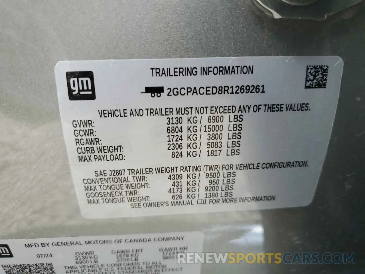 13 Photograph of a damaged car 2GCPACED8R1269261 CHEVROLET ALL Models 2024