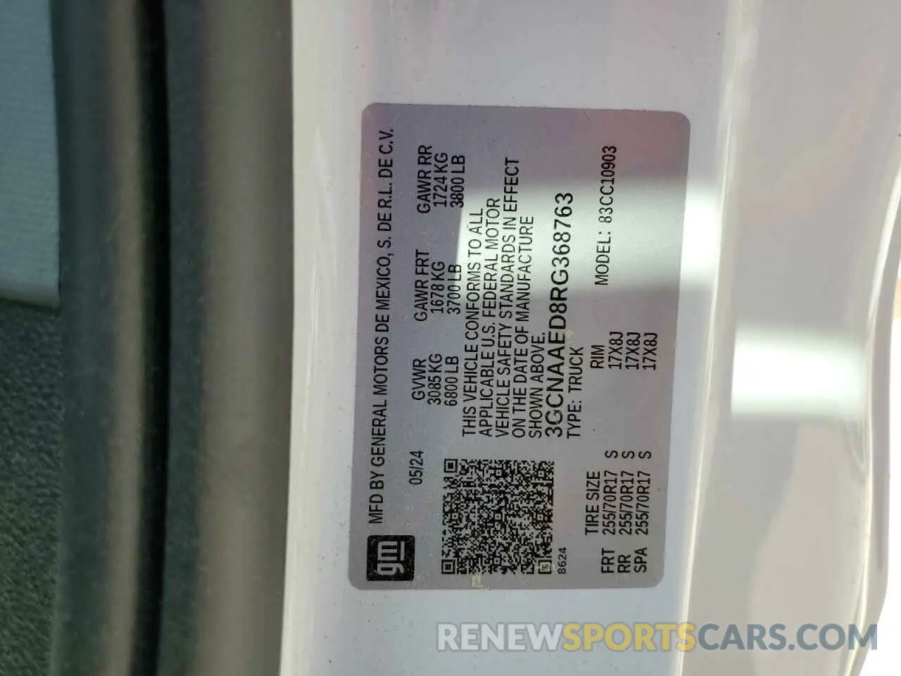13 Photograph of a damaged car 3GCNAAED8RG368763 CHEVROLET ALL Models 2024