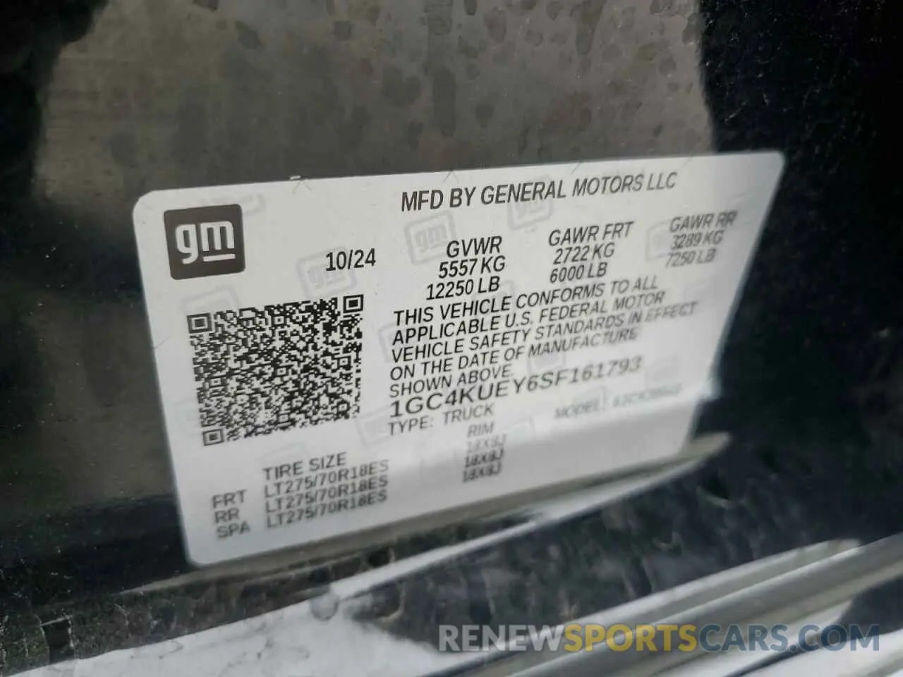10 Photograph of a damaged car 1GC4KUEY6SF161793 CHEVROLET ALL Models 2025