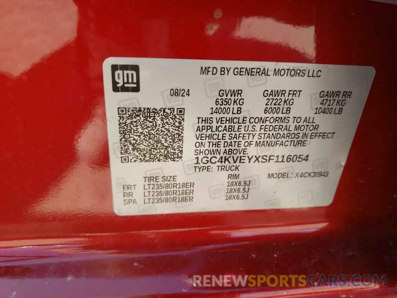 15 Photograph of a damaged car 1GC4KVEYXSF116054 CHEVROLET ALL Models 2025