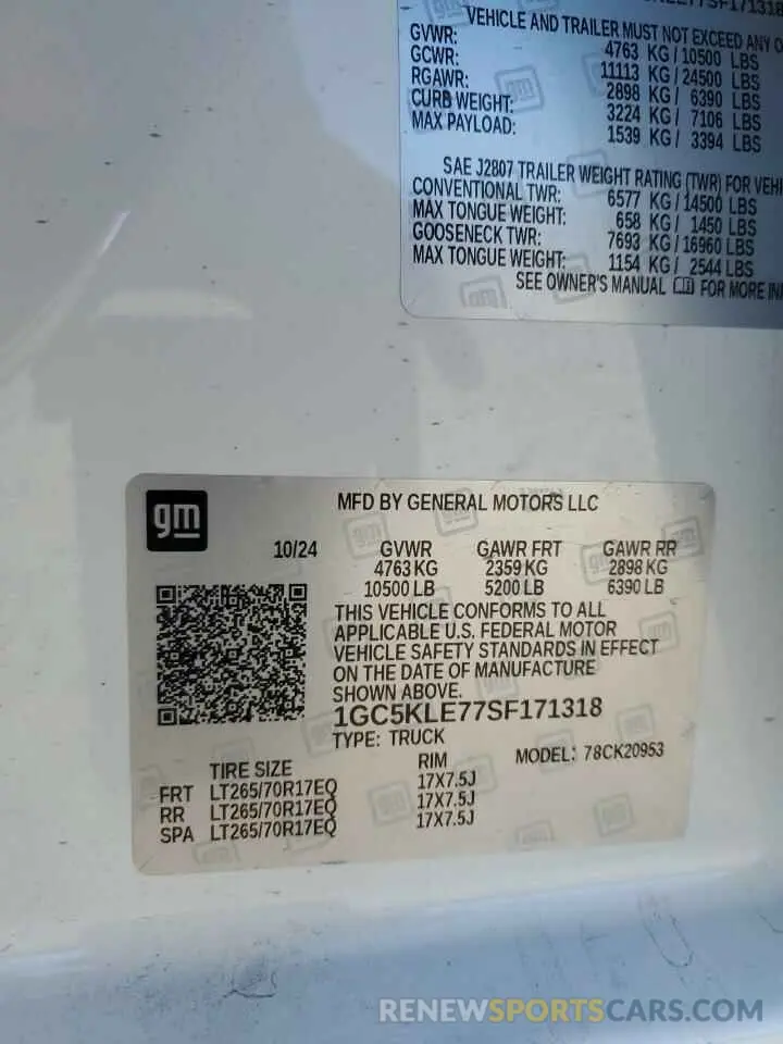 13 Photograph of a damaged car 1GC5KLE77SF171318 CHEVROLET ALL Models 2025