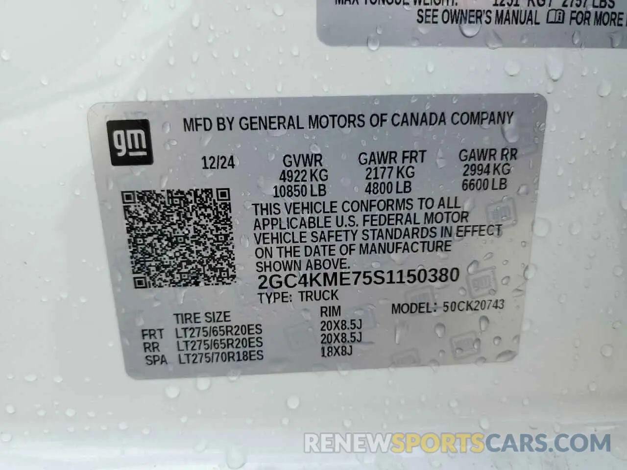 12 Photograph of a damaged car 2GC4KME75S1150380 CHEVROLET ALL Models 2025