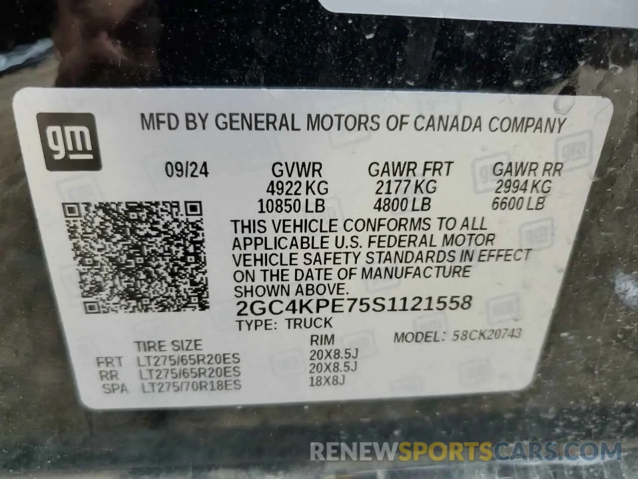 12 Photograph of a damaged car 2GC4KPE75S1121558 CHEVROLET ALL Models 2025