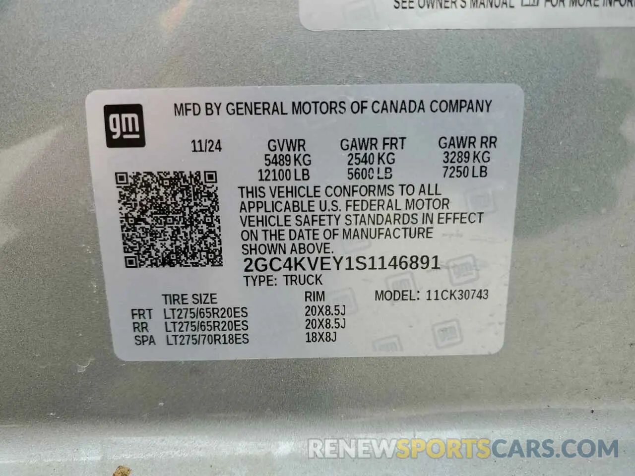 12 Photograph of a damaged car 2GC4KVEY1S1146891 CHEVROLET ALL Models 2025
