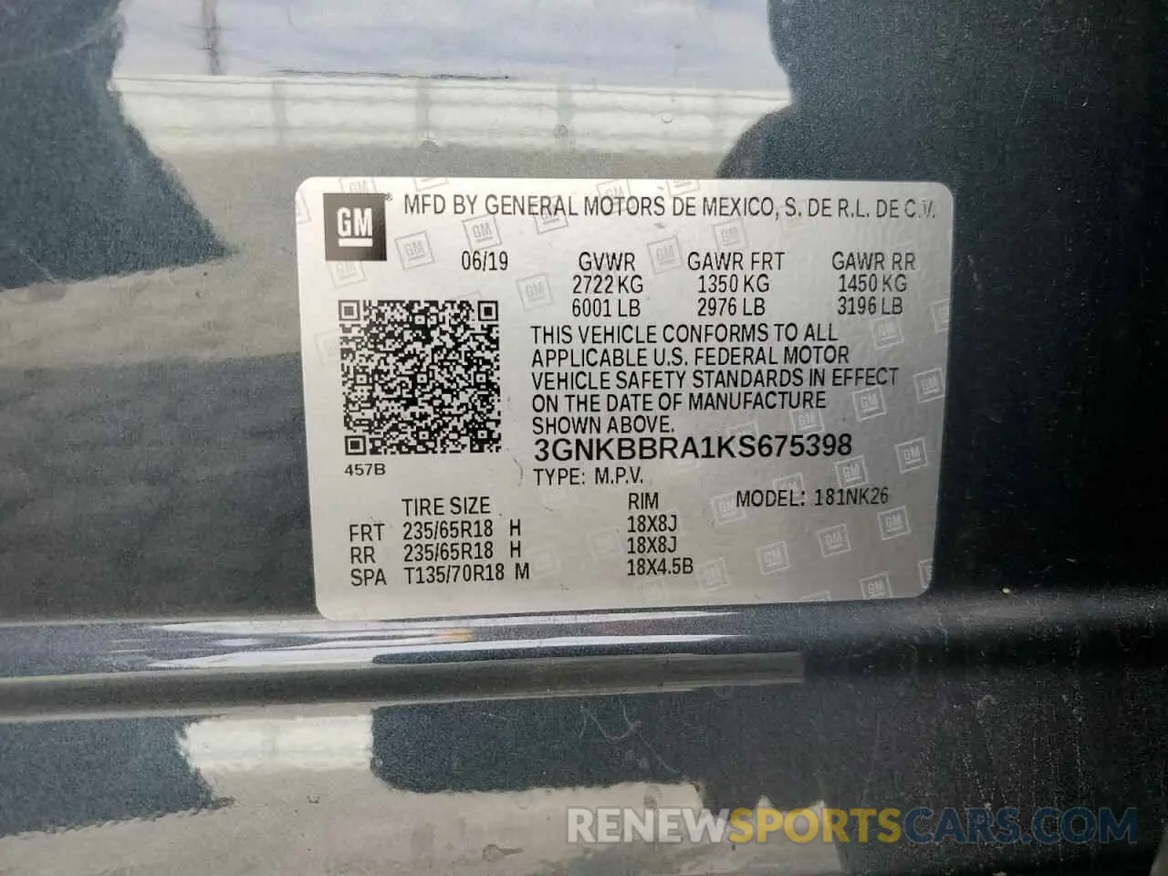 13 Photograph of a damaged car 3GNKBBRA1KS675398 CHEVROLET BLAZER 2019
