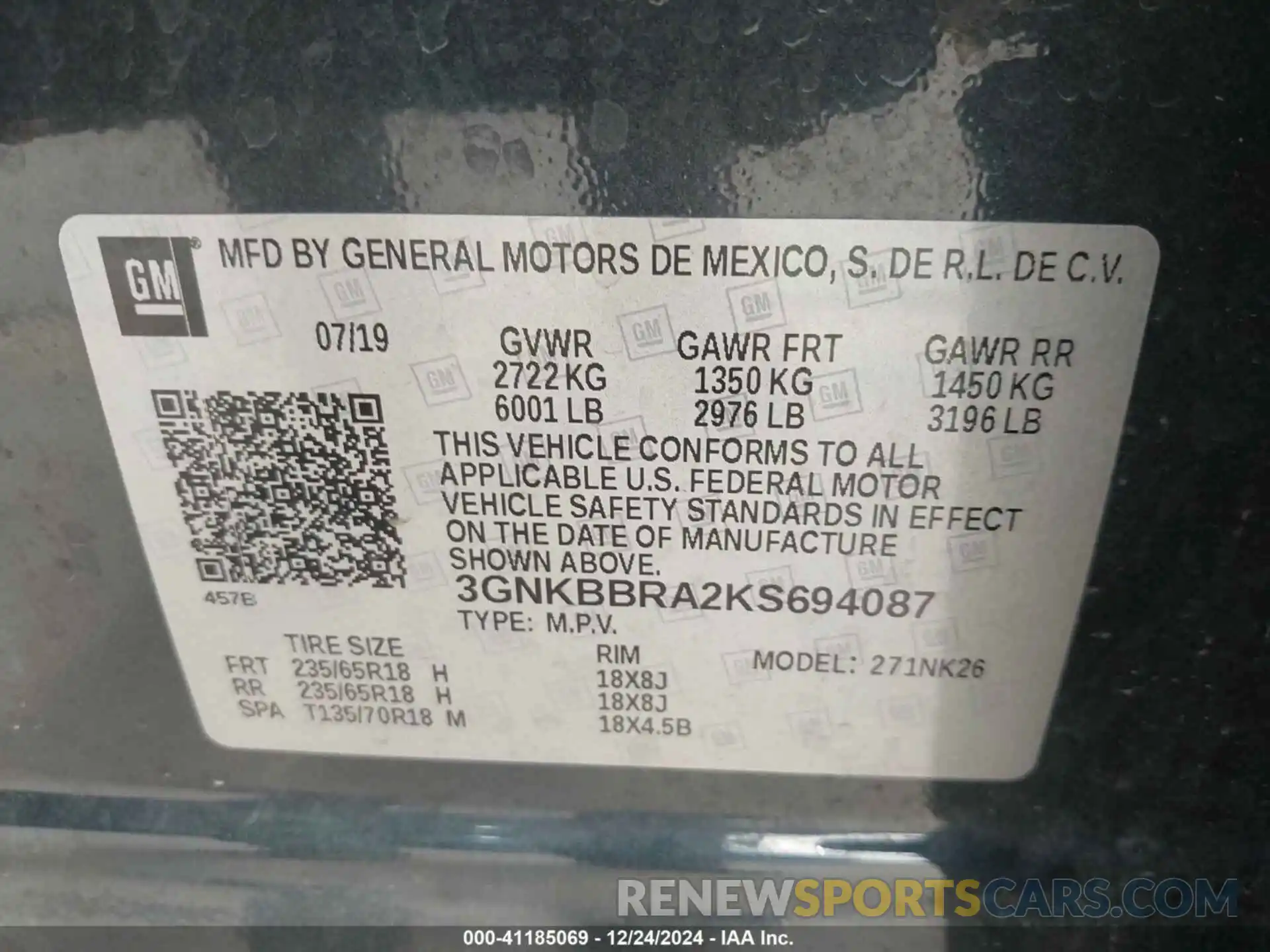 9 Photograph of a damaged car 3GNKBBRA2KS694087 CHEVROLET BLAZER 2019