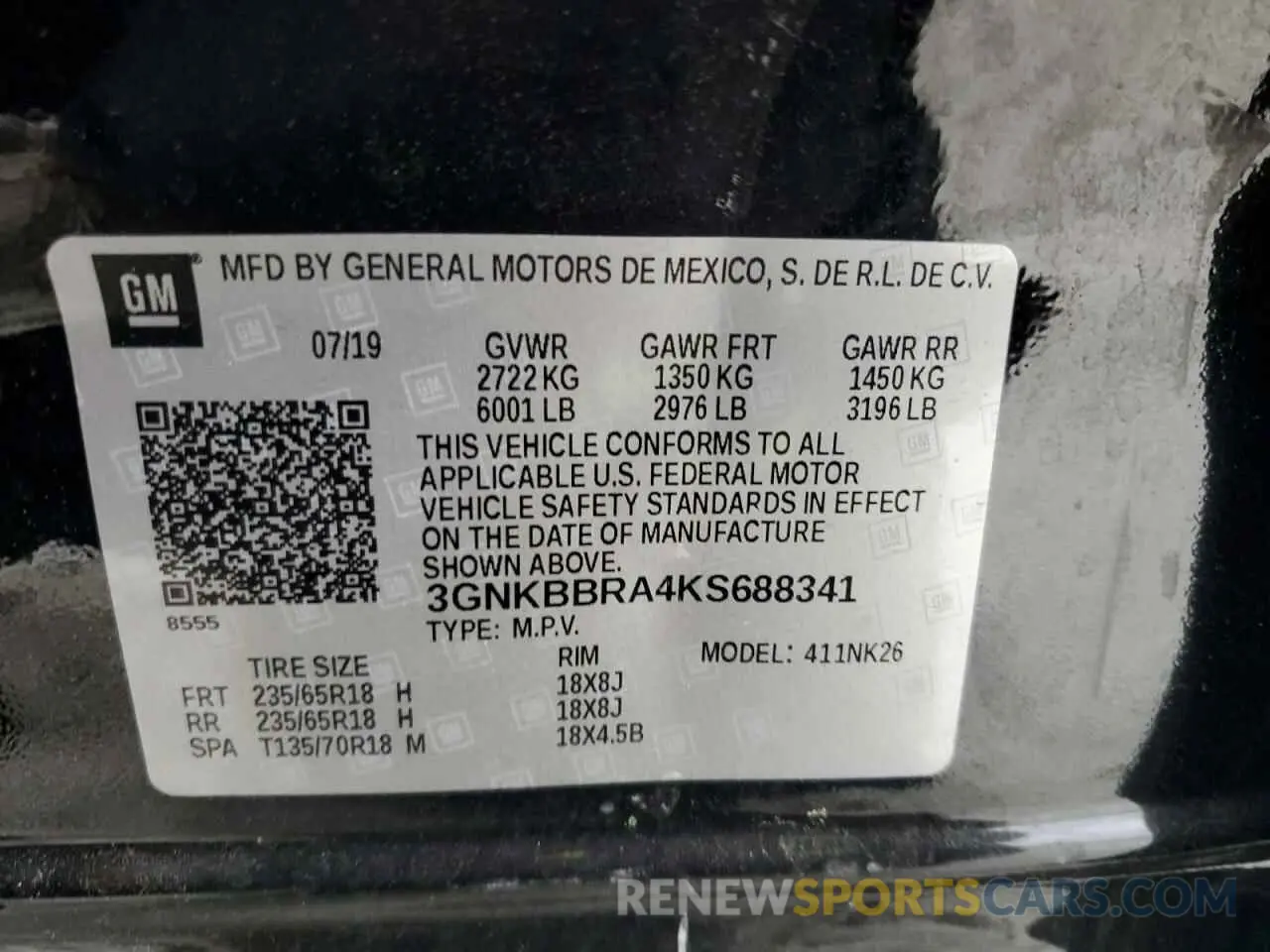 15 Photograph of a damaged car 3GNKBBRA4KS688341 CHEVROLET BLAZER 2019