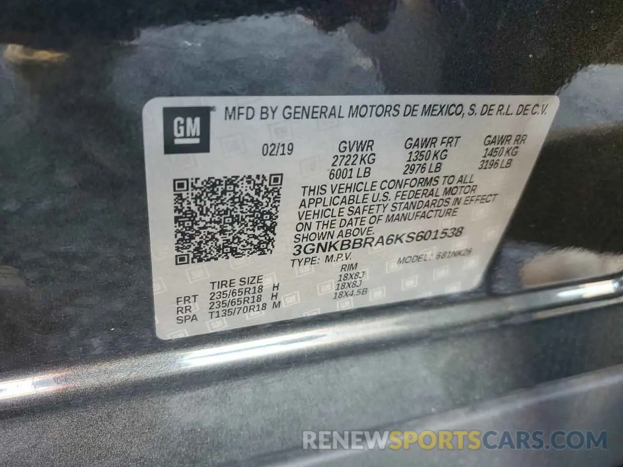 14 Photograph of a damaged car 3GNKBBRA6KS601538 CHEVROLET BLAZER 2019