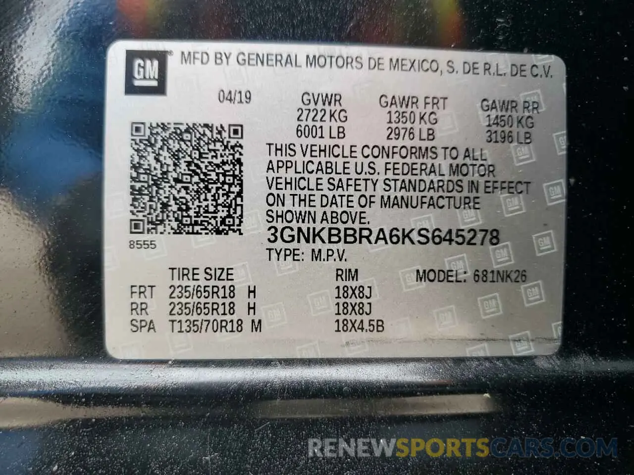 14 Photograph of a damaged car 3GNKBBRA6KS645278 CHEVROLET BLAZER 2019