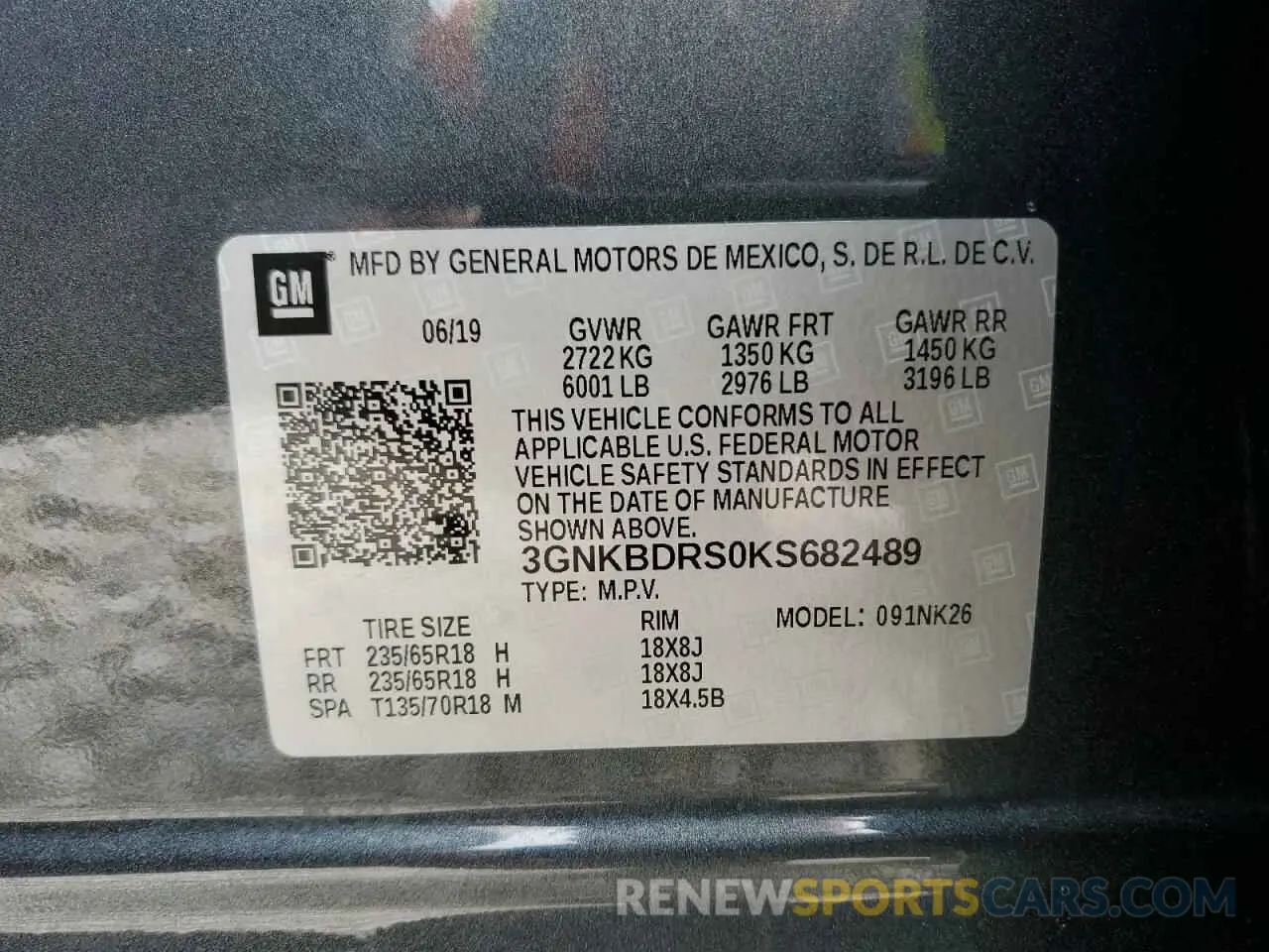14 Photograph of a damaged car 3GNKBDRS0KS682489 CHEVROLET BLAZER 2019