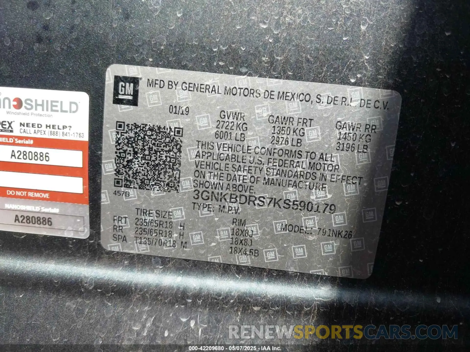 9 Photograph of a damaged car 3GNKBDRS7KS590179 CHEVROLET BLAZER 2019