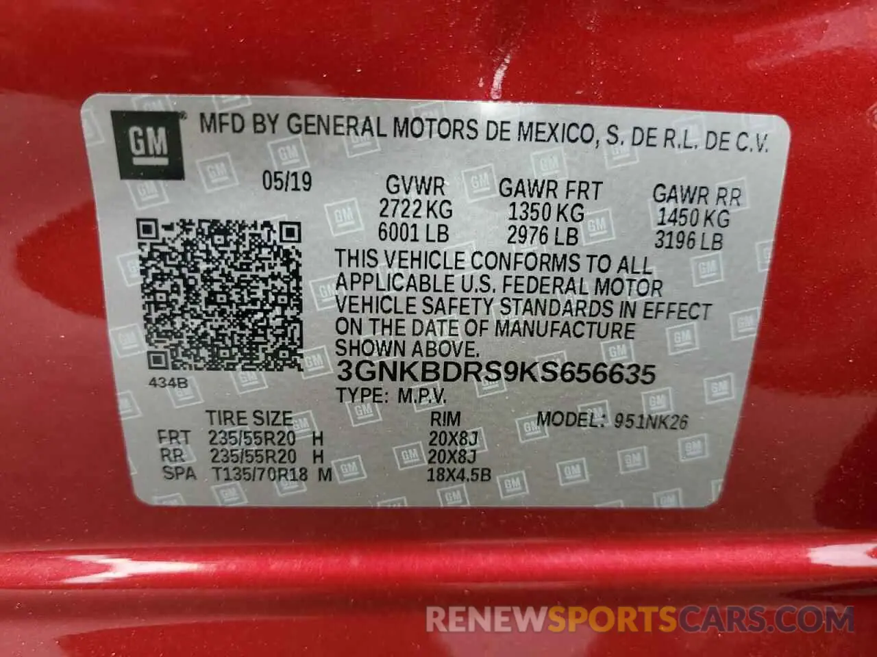 13 Photograph of a damaged car 3GNKBDRS9KS656635 CHEVROLET BLAZER 2019