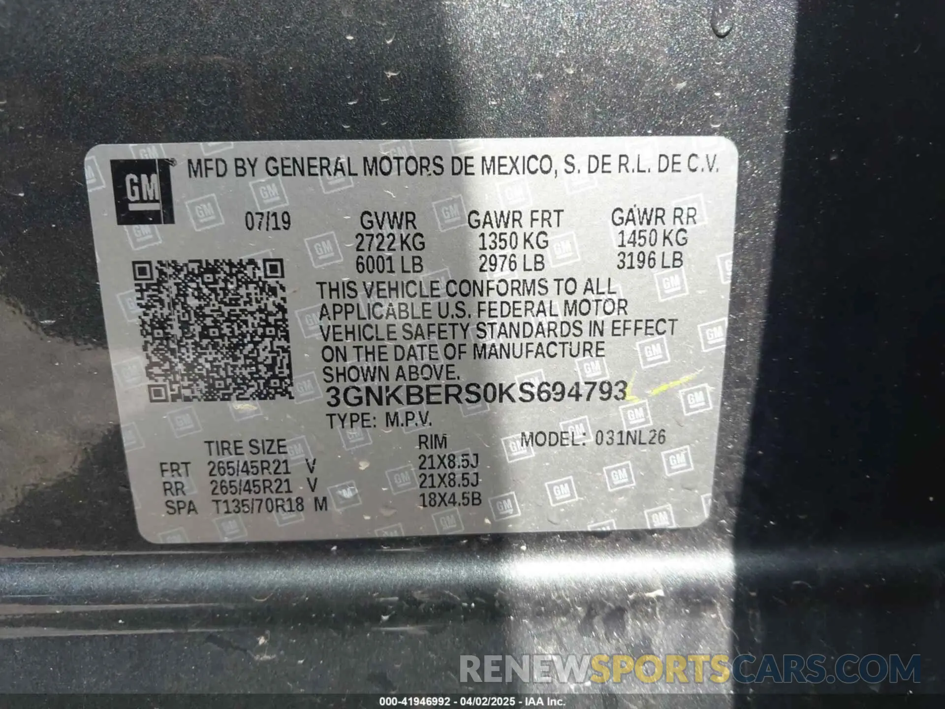 9 Photograph of a damaged car 3GNKBERS0KS694793 CHEVROLET BLAZER 2019