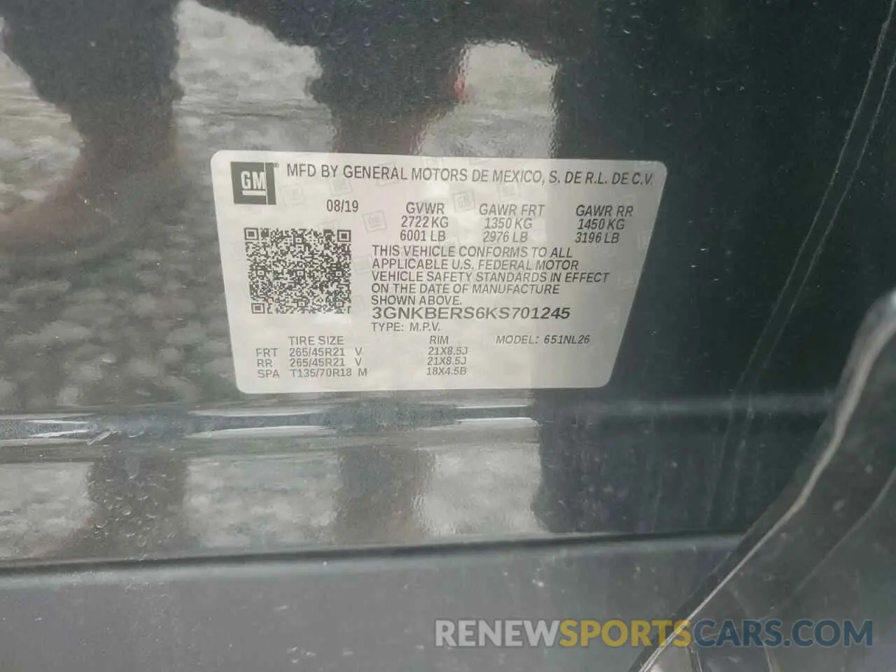 13 Photograph of a damaged car 3GNKBERS6KS701245 CHEVROLET BLAZER 2019