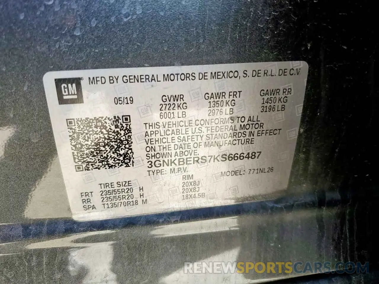 13 Photograph of a damaged car 3GNKBERS7KS666487 CHEVROLET BLAZER 2019