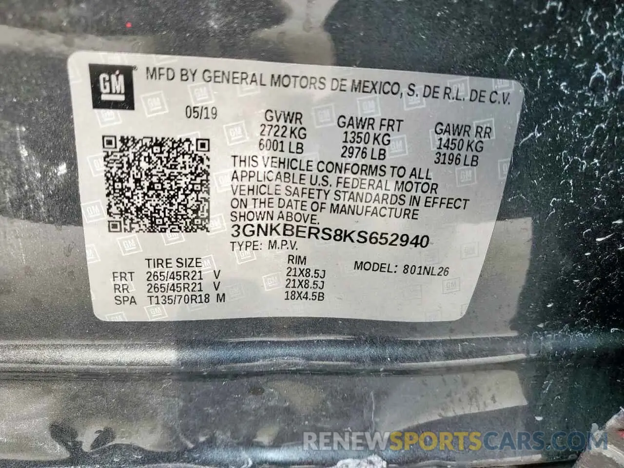 25 Photograph of a damaged car 3GNKBERS8KS652940 CHEVROLET BLAZER 2019