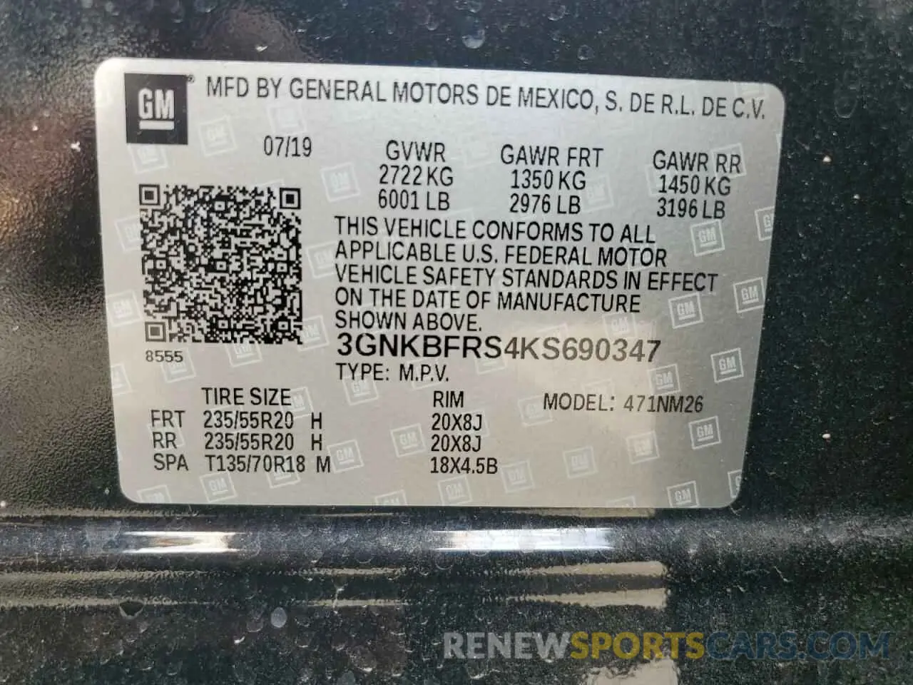 13 Photograph of a damaged car 3GNKBFRS4KS690347 CHEVROLET BLAZER 2019