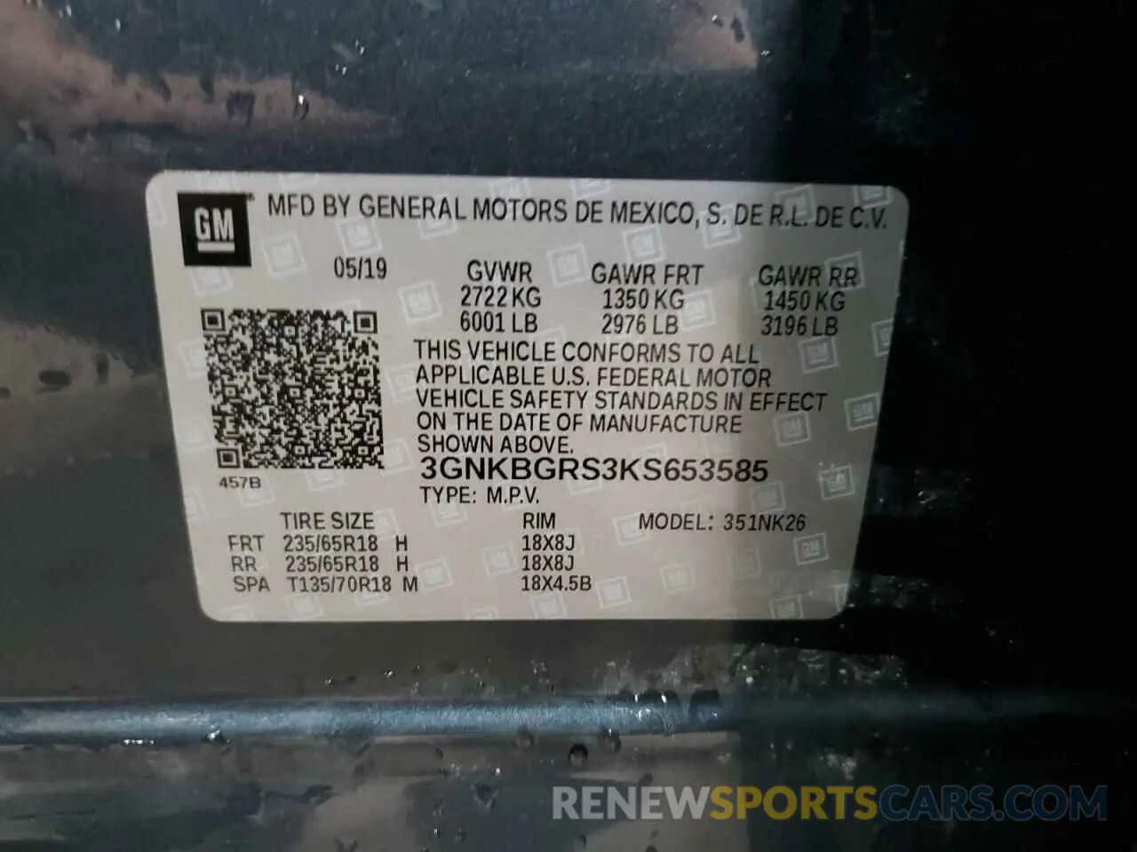 13 Photograph of a damaged car 3GNKBGRS3KS653585 CHEVROLET BLAZER 2019
