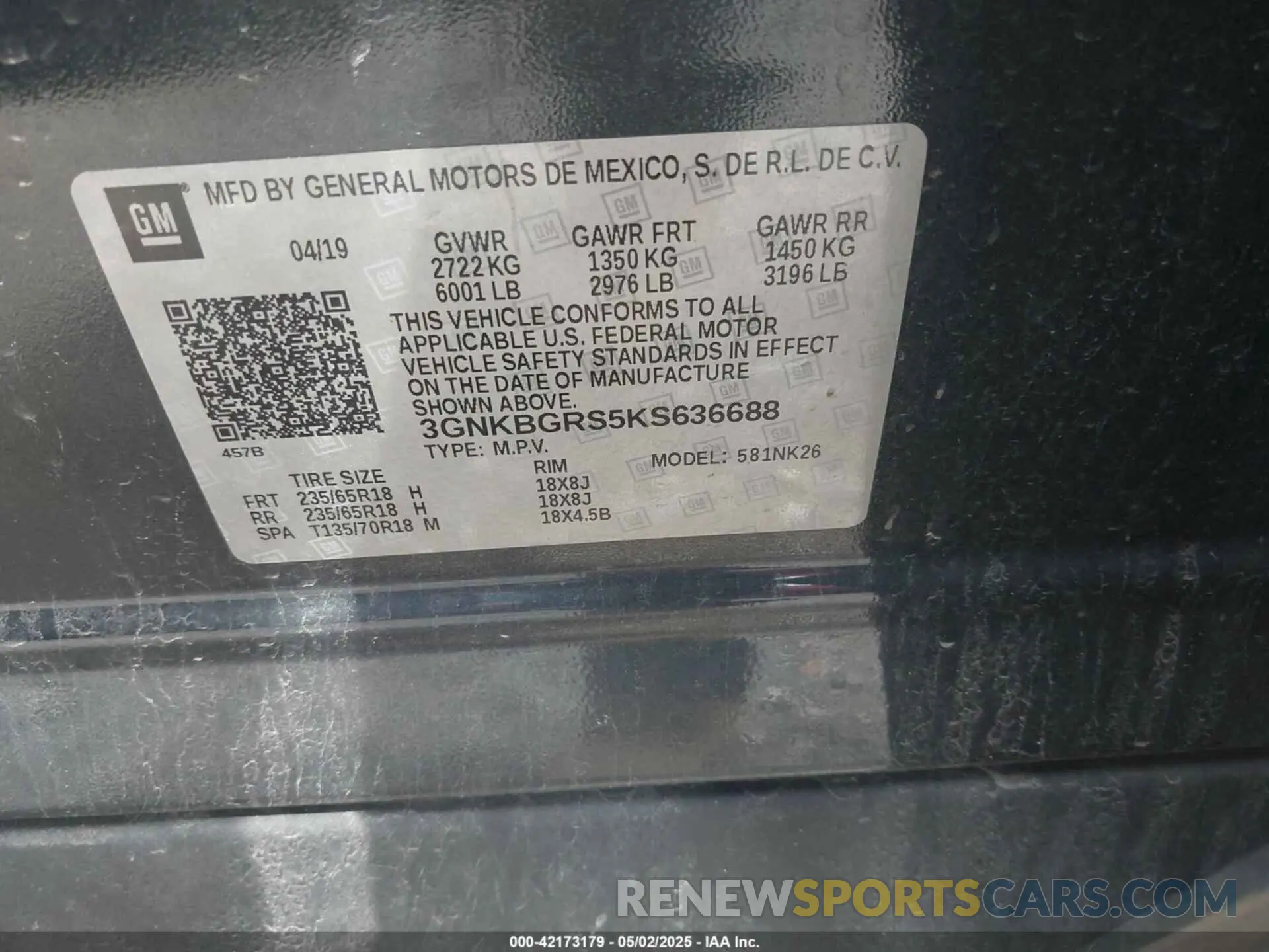 9 Photograph of a damaged car 3GNKBGRS5KS636688 CHEVROLET BLAZER 2019