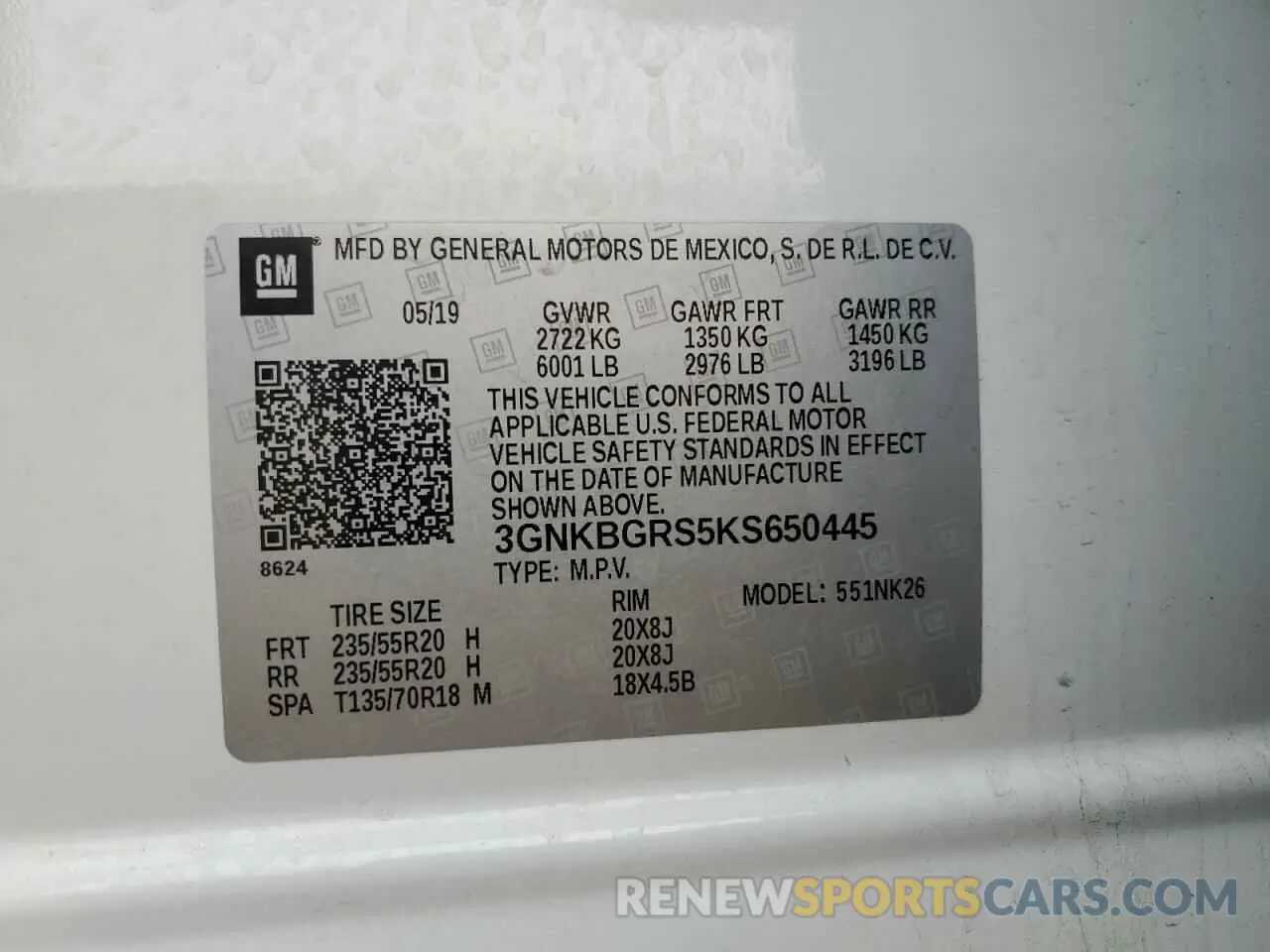 14 Photograph of a damaged car 3GNKBGRS5KS650445 CHEVROLET BLAZER 2019
