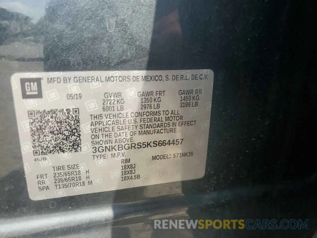 12 Photograph of a damaged car 3GNKBGRS5KS664457 CHEVROLET BLAZER 2019