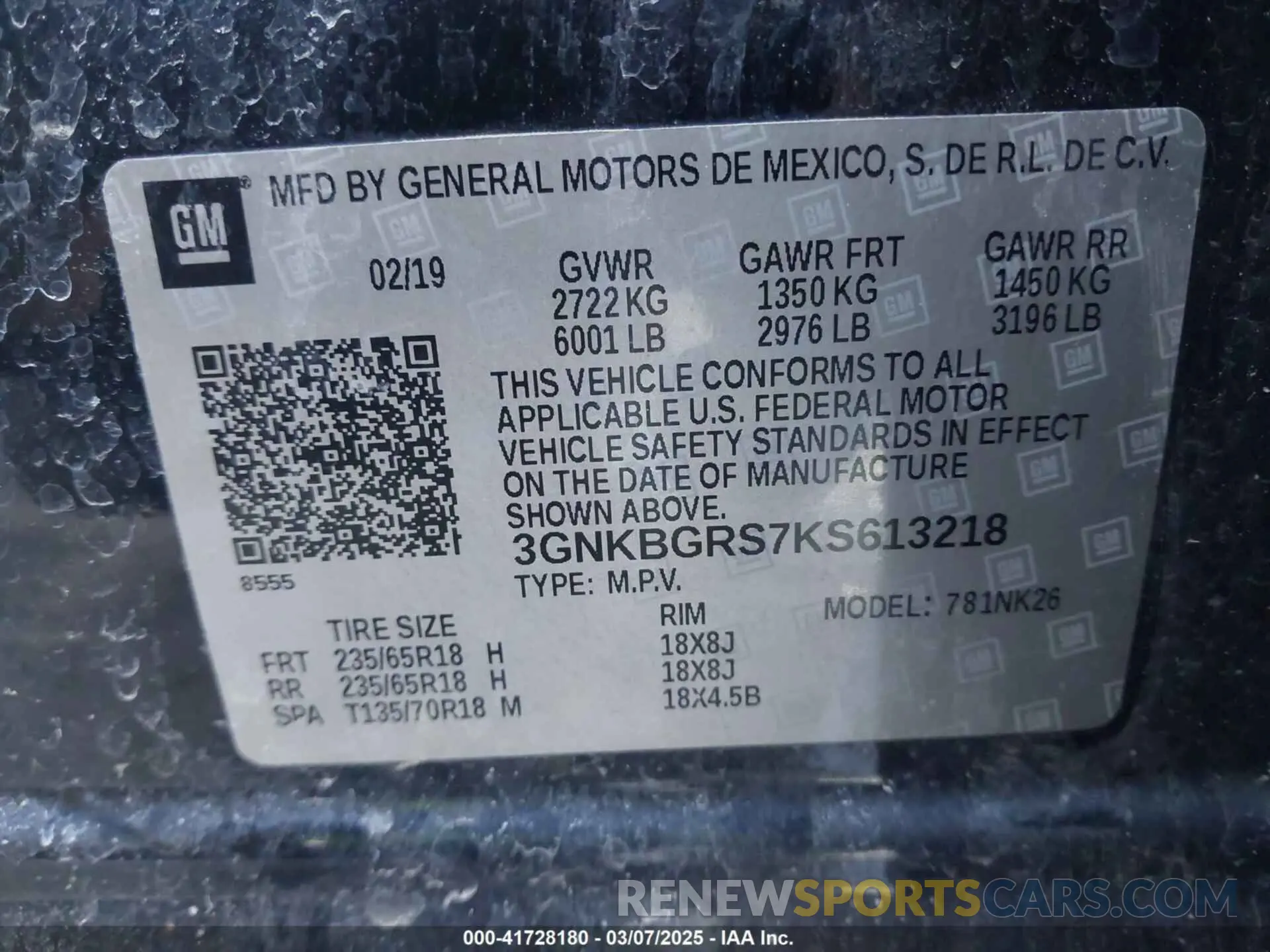 9 Photograph of a damaged car 3GNKBGRS7KS613218 CHEVROLET BLAZER 2019