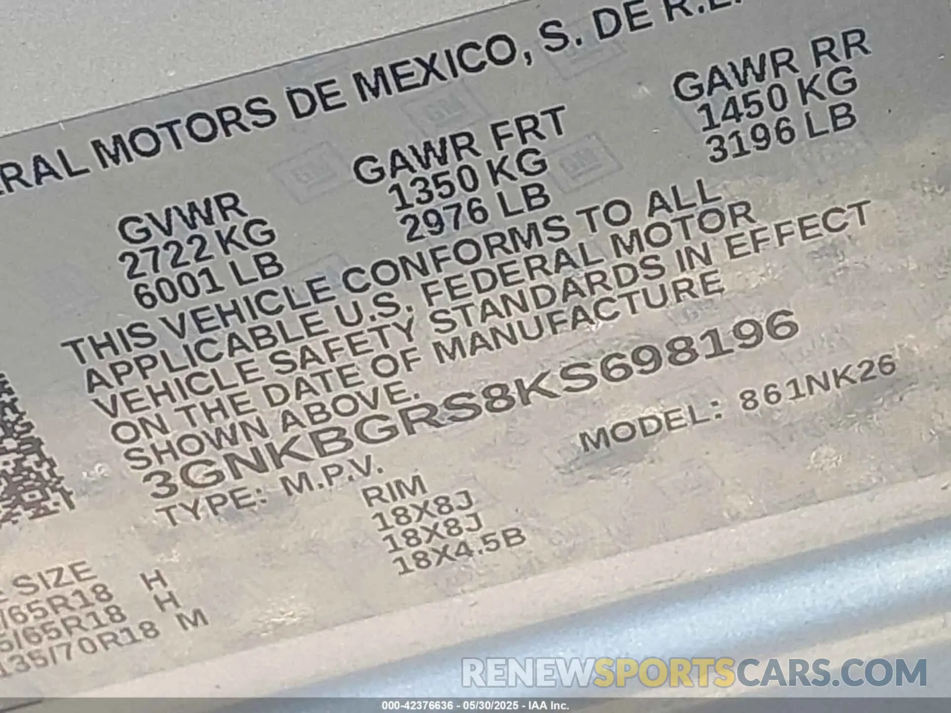 9 Photograph of a damaged car 3GNKBGRS8KS698196 CHEVROLET BLAZER 2019