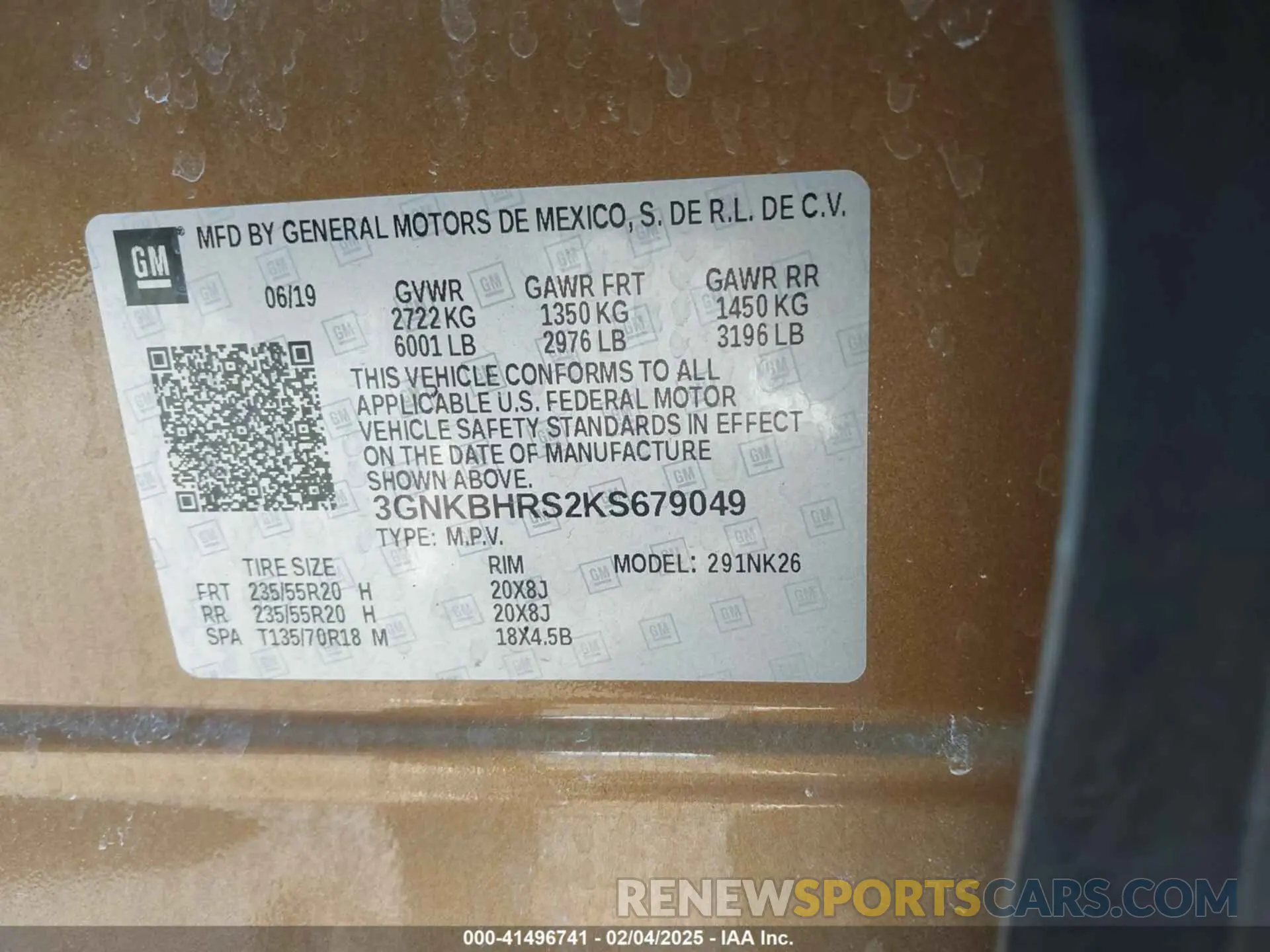 9 Photograph of a damaged car 3GNKBHRS2KS679049 CHEVROLET BLAZER 2019