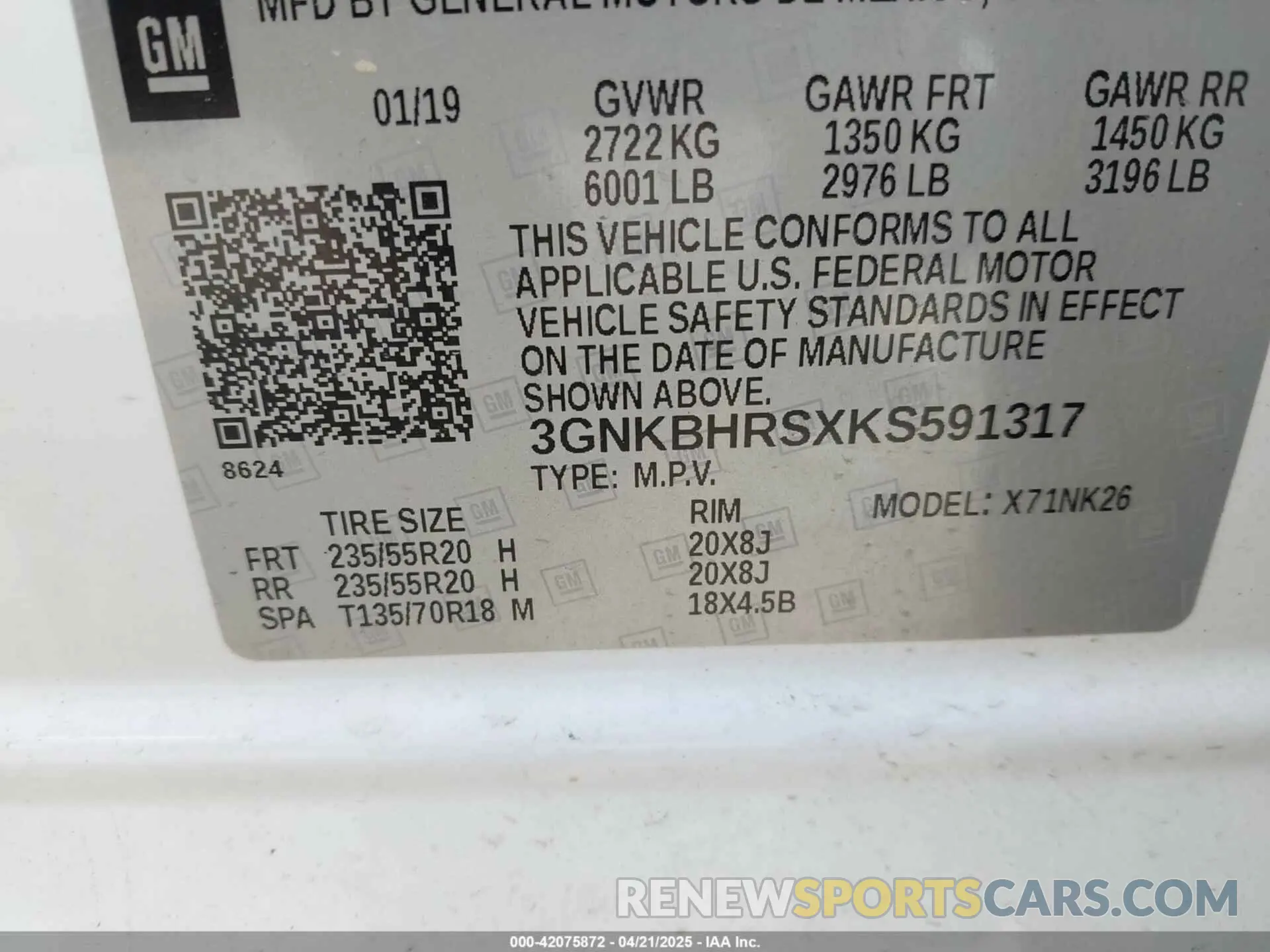 9 Photograph of a damaged car 3GNKBHRSXKS591317 CHEVROLET BLAZER 2019
