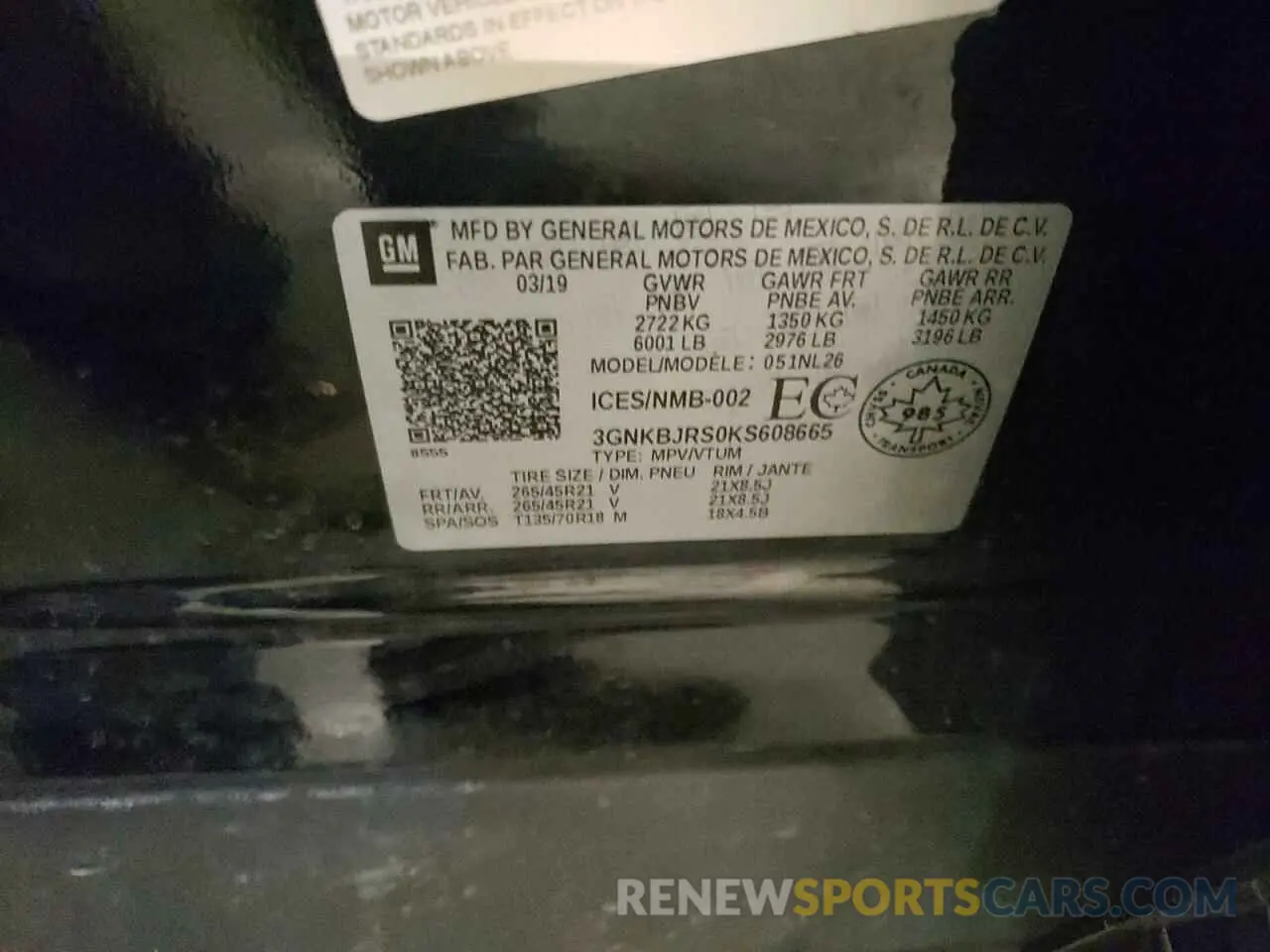14 Photograph of a damaged car 3GNKBJRS0KS608665 CHEVROLET BLAZER 2019