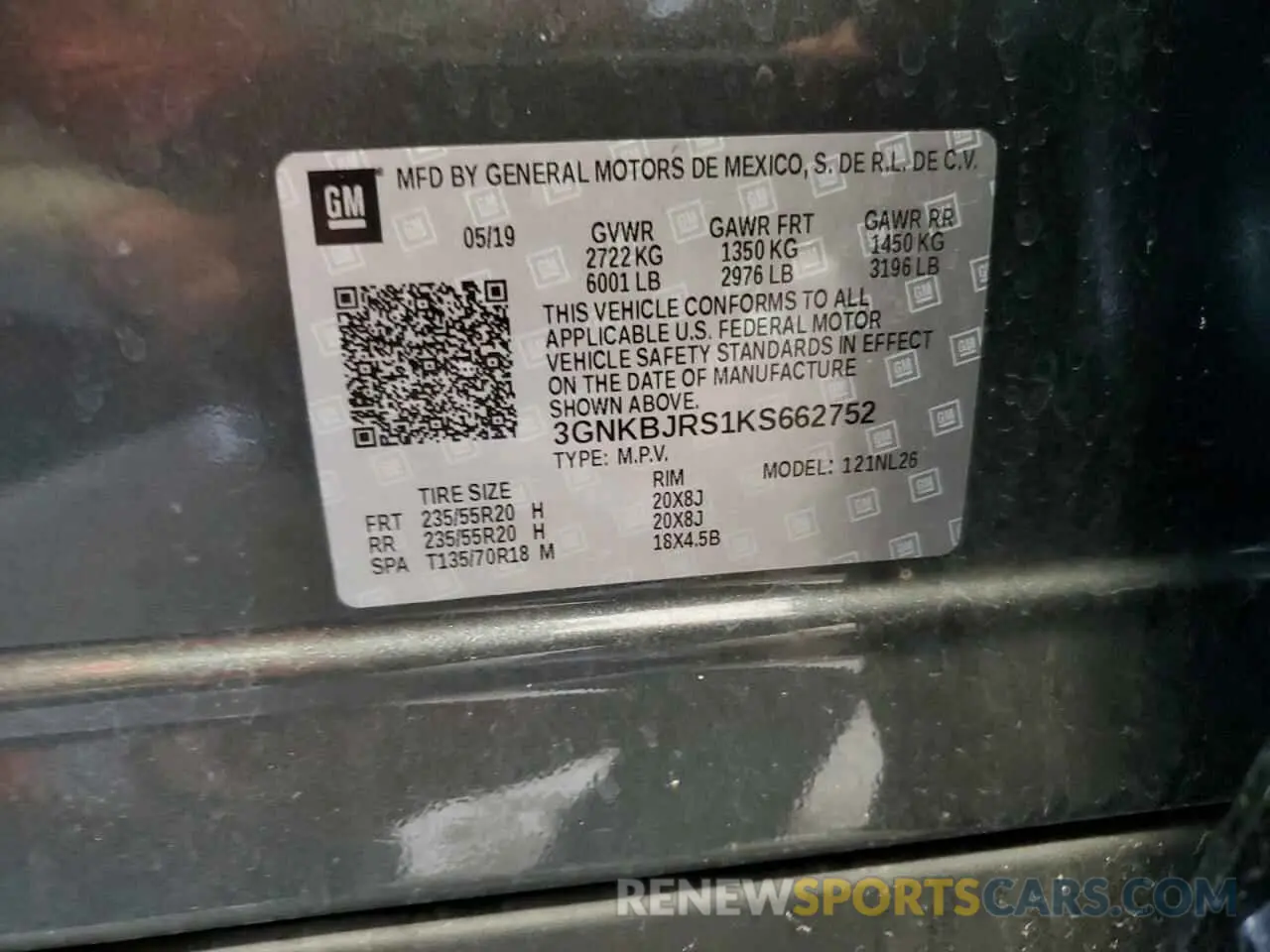 14 Photograph of a damaged car 3GNKBJRS1KS662752 CHEVROLET BLAZER 2019