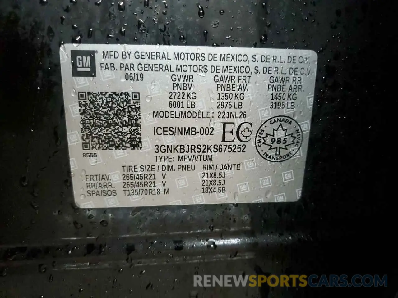 12 Photograph of a damaged car 3GNKBJRS2KS675252 CHEVROLET BLAZER 2019