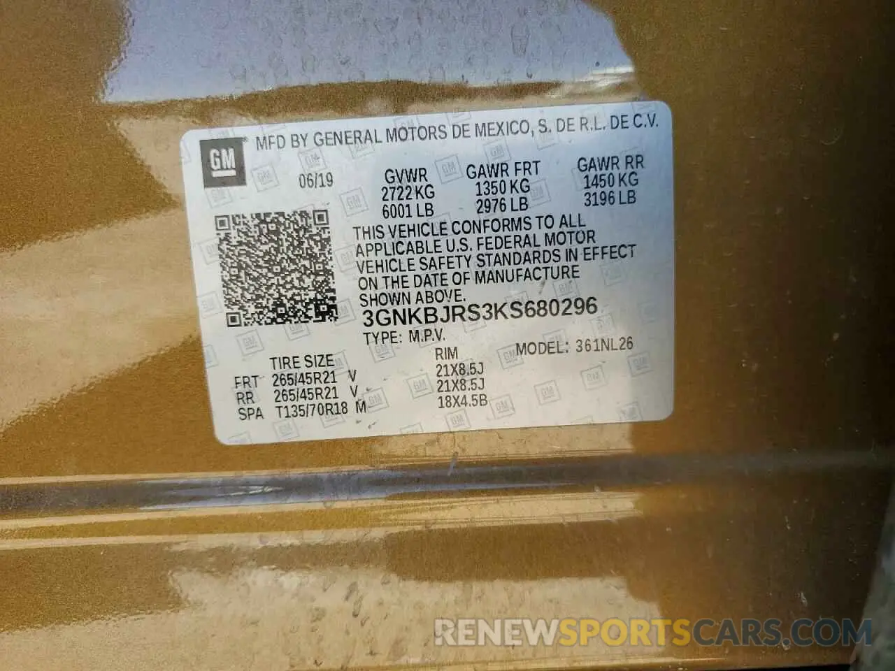 13 Photograph of a damaged car 3GNKBJRS3KS680296 CHEVROLET BLAZER 2019